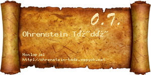 Ohrenstein Tádé névjegykártya